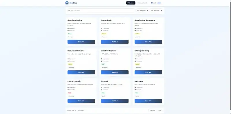 Quiz Hub - Full-stack application
