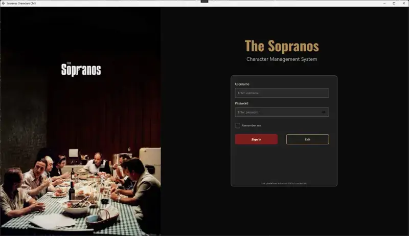 Desktop CMS Application - Sopranos Characters Management System